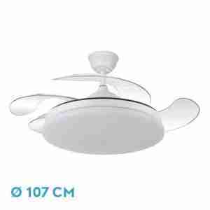 VENTILADOR TECHO TRIDENTE 59W BLANCO 4 ASPAS RETRACTILES
